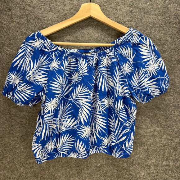 There Abouts Blouse Girls XL Blue Floral Short Sleeve Round Neck Pullover Casual - Picture 1 of 6